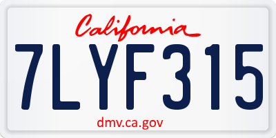 CA license plate 7LYF315