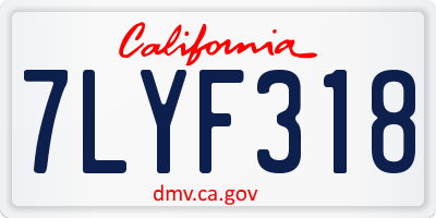 CA license plate 7LYF318