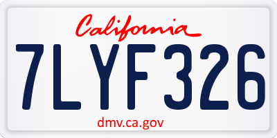 CA license plate 7LYF326