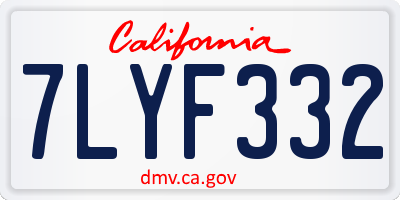 CA license plate 7LYF332