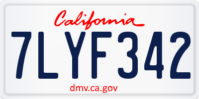 CA license plate 7LYF342