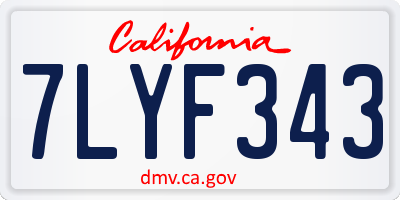 CA license plate 7LYF343