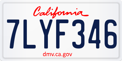 CA license plate 7LYF346