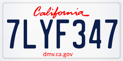 CA license plate 7LYF347
