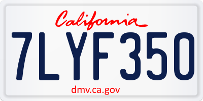 CA license plate 7LYF350