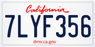 CA license plate 7LYF356