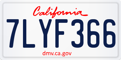 CA license plate 7LYF366