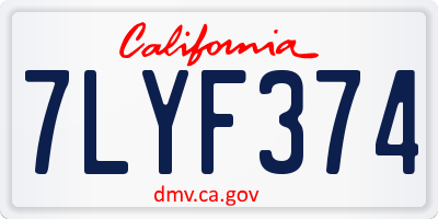 CA license plate 7LYF374