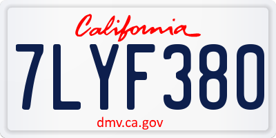 CA license plate 7LYF380