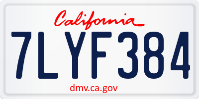CA license plate 7LYF384