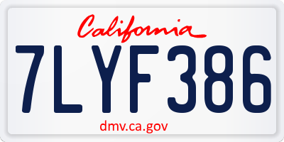 CA license plate 7LYF386