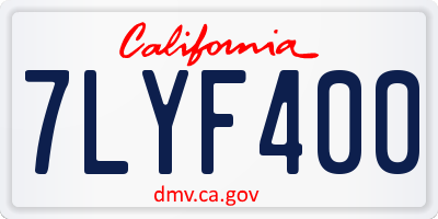 CA license plate 7LYF400