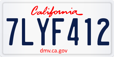 CA license plate 7LYF412