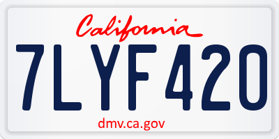 CA license plate 7LYF420