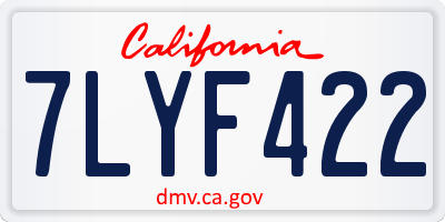 CA license plate 7LYF422