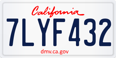 CA license plate 7LYF432