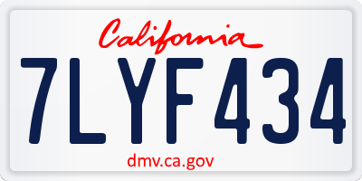 CA license plate 7LYF434
