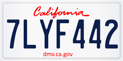 CA license plate 7LYF442