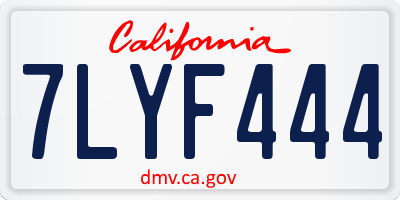 CA license plate 7LYF444