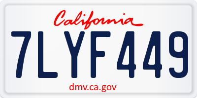 CA license plate 7LYF449