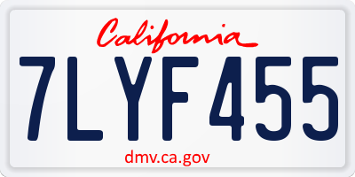 CA license plate 7LYF455