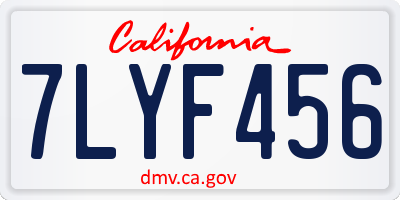 CA license plate 7LYF456