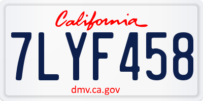 CA license plate 7LYF458