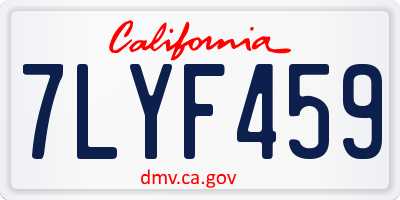CA license plate 7LYF459