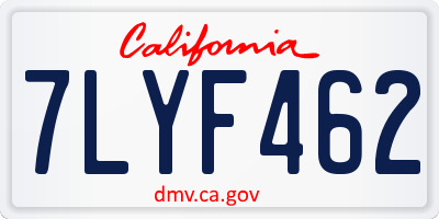 CA license plate 7LYF462