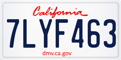 CA license plate 7LYF463