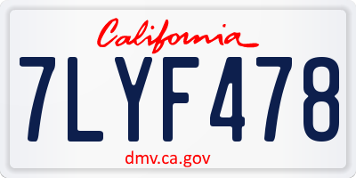 CA license plate 7LYF478