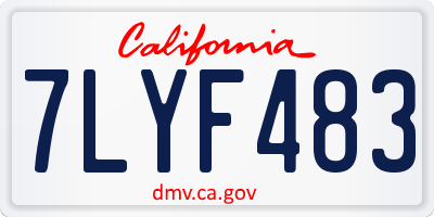 CA license plate 7LYF483