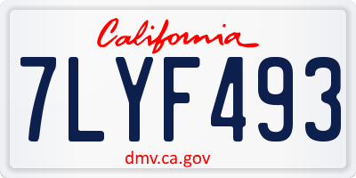 CA license plate 7LYF493