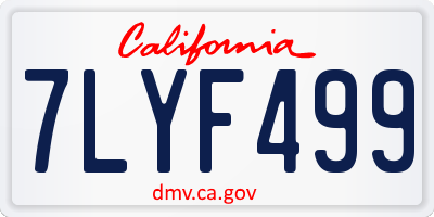 CA license plate 7LYF499