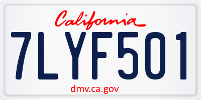 CA license plate 7LYF501