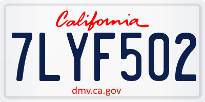 CA license plate 7LYF502