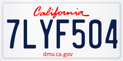 CA license plate 7LYF504