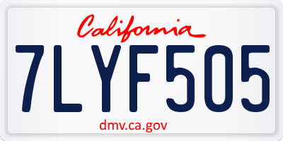 CA license plate 7LYF505