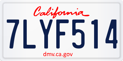 CA license plate 7LYF514