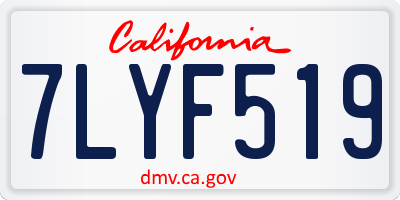 CA license plate 7LYF519