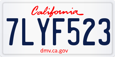 CA license plate 7LYF523