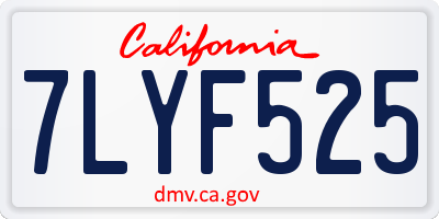 CA license plate 7LYF525