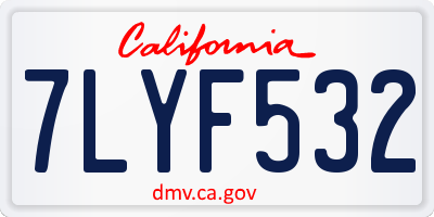 CA license plate 7LYF532