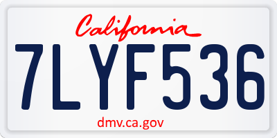CA license plate 7LYF536