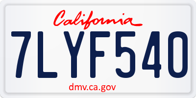 CA license plate 7LYF540