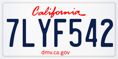 CA license plate 7LYF542