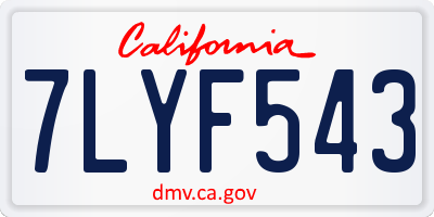 CA license plate 7LYF543