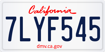 CA license plate 7LYF545