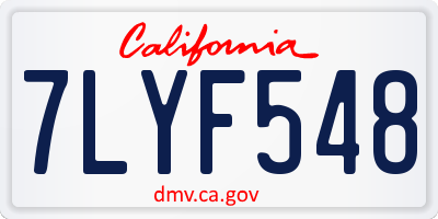 CA license plate 7LYF548