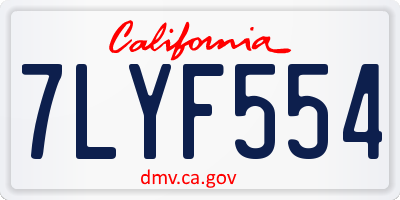 CA license plate 7LYF554